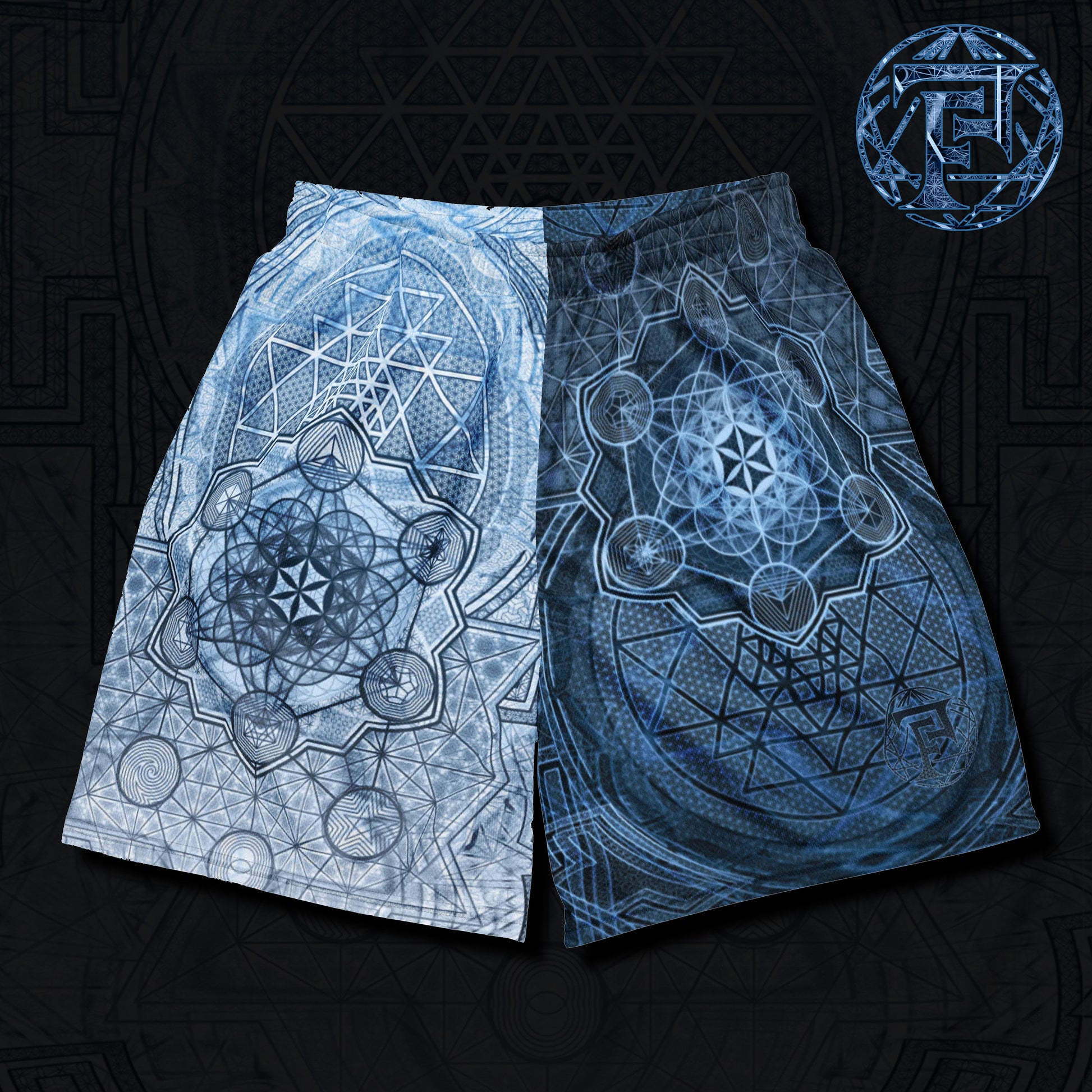 Sri Yantra | Sacred Geometry Patterns | Flower Of Life | Metatron's Cube Shorts | Tree Of Life | Psychedelic Wear | Unisex mesh shorts