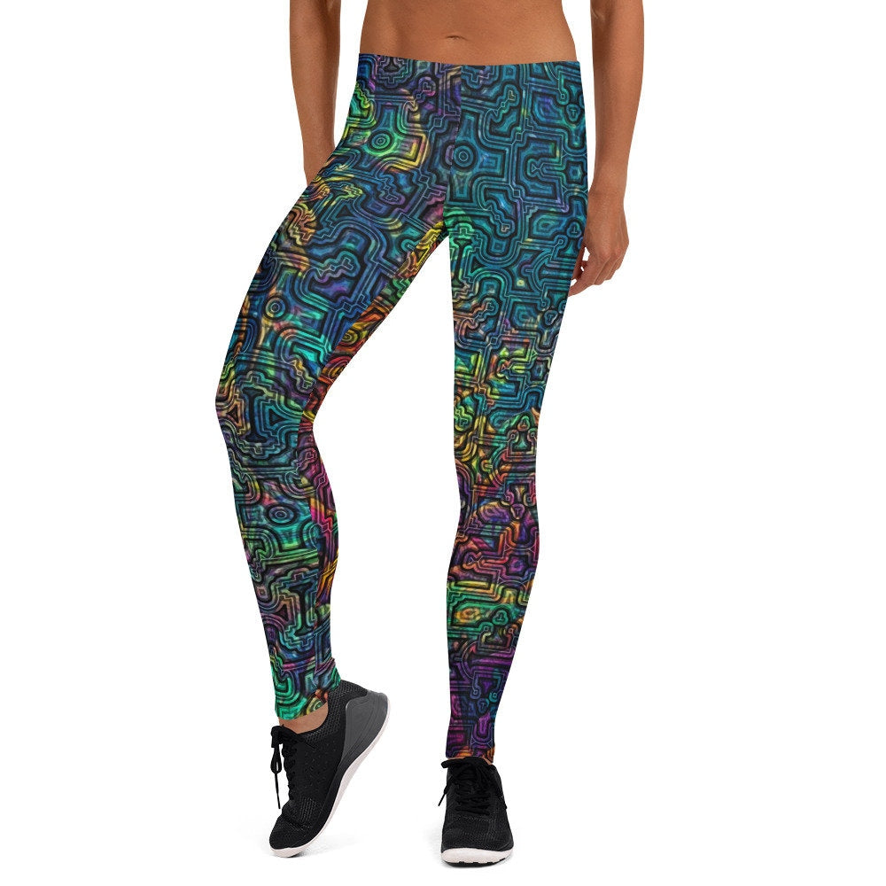 Shipibo Conibo Jungle Pattern | Ayahuaska | Psychedelic Intricate Artwork | Sacred Geometry Festival Leggings | Leggings