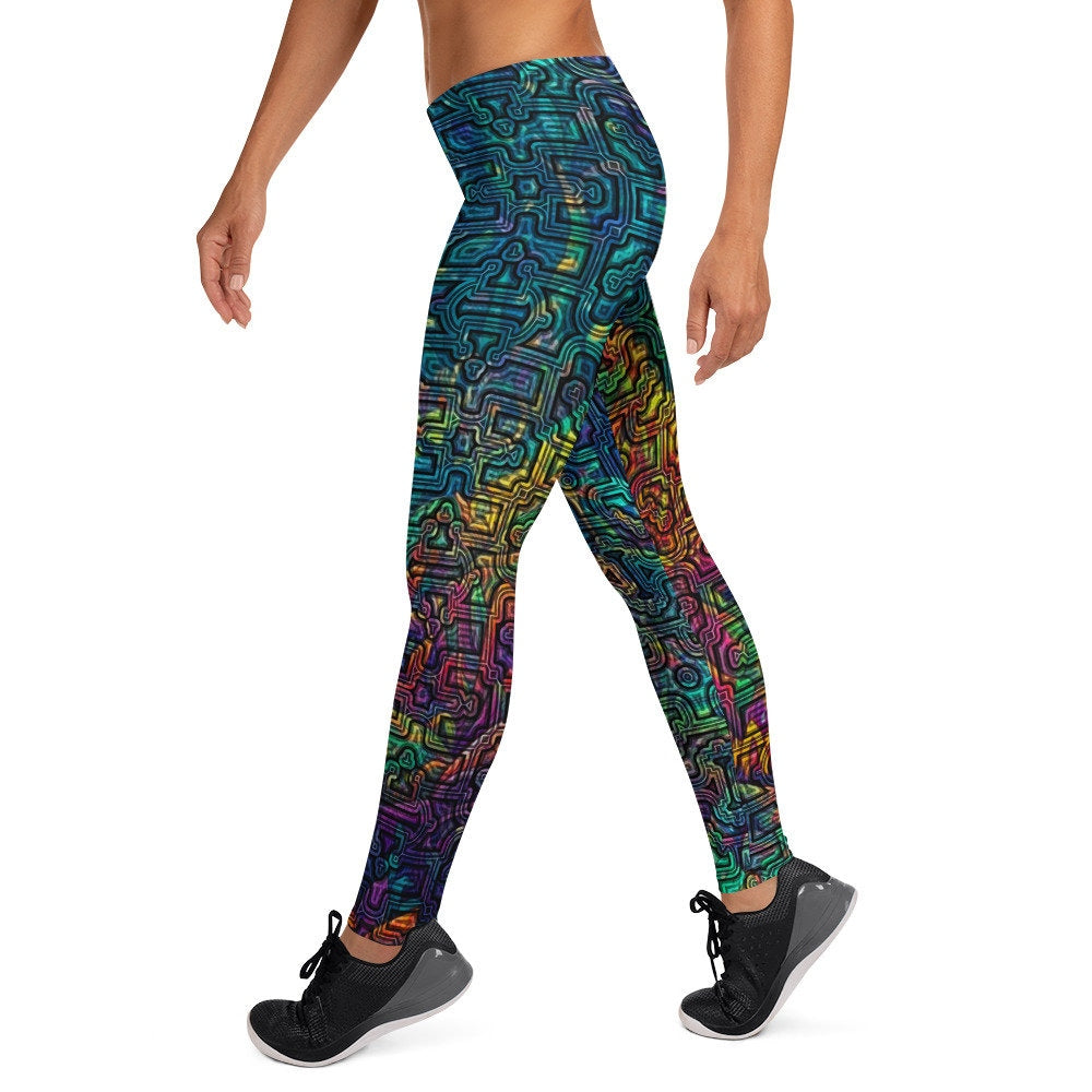 Shipibo Conibo Jungle Pattern | Ayahuaska | Psychedelic Intricate Artwork | Sacred Geometry Festival Leggings | Leggings