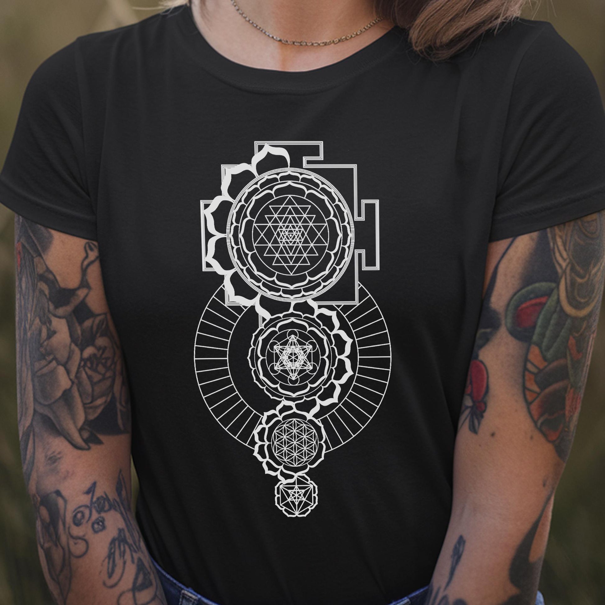 Sri Yantra Metatron's Cube Geometry Unisex T-Shirt