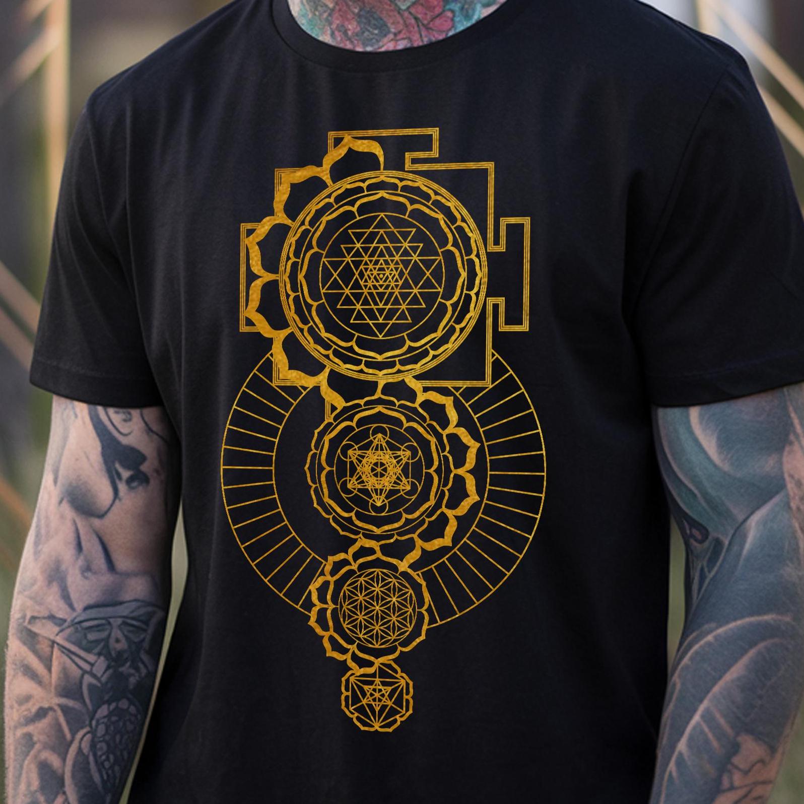 Sri Yantra Metatron's Cube Geometry Unisex T-Shirt