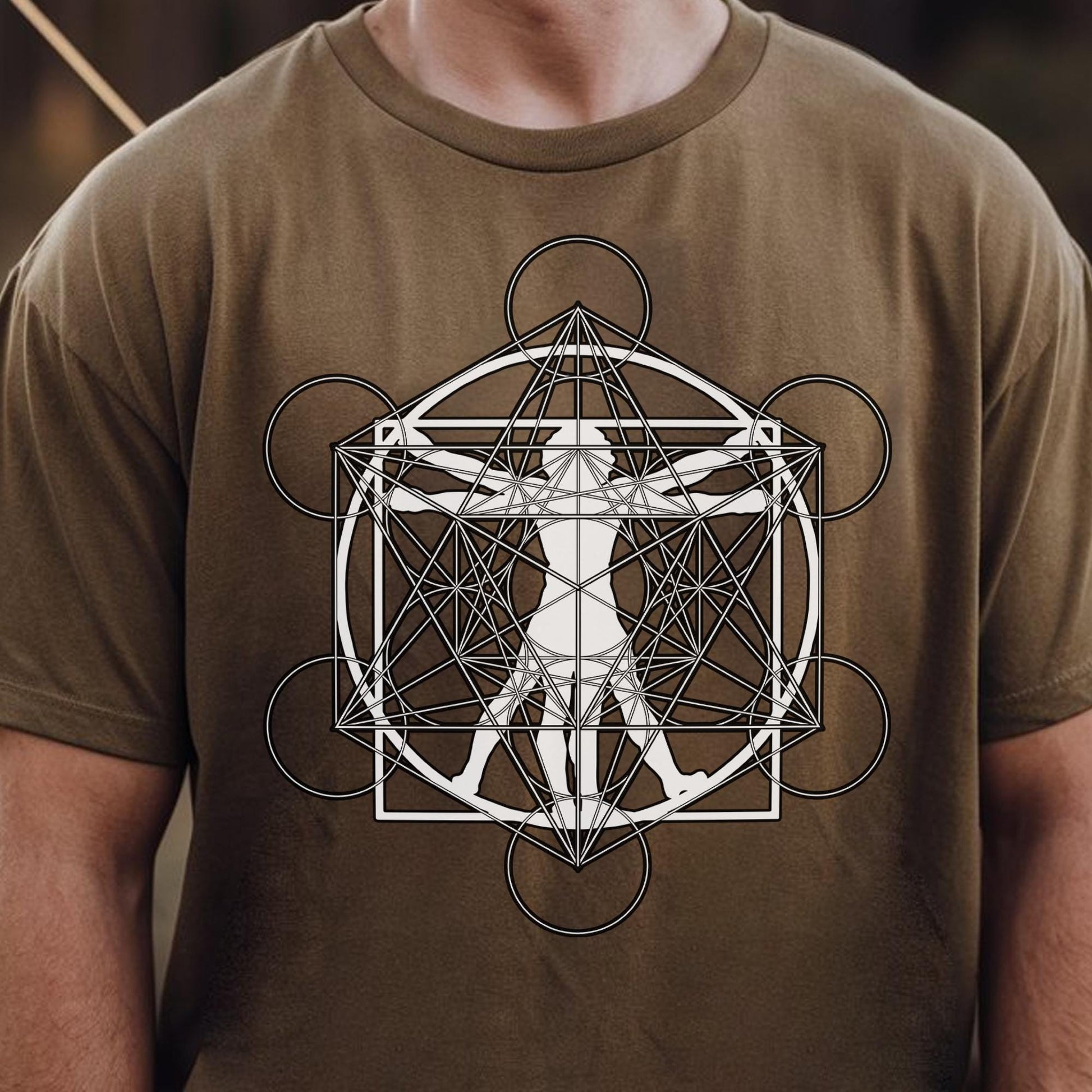 Vitruvian Man Metatron's Cube Unisex T-Shirt