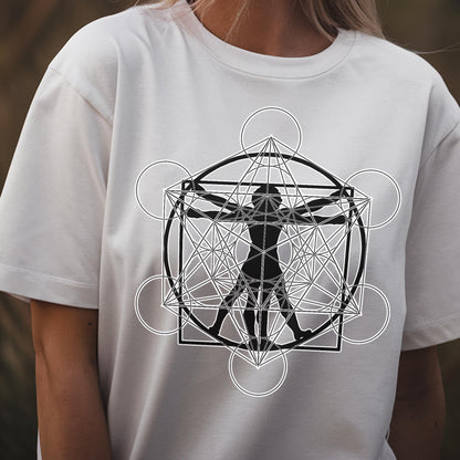 Vitruvian Man Metatron's Cube Unisex T-Shirt