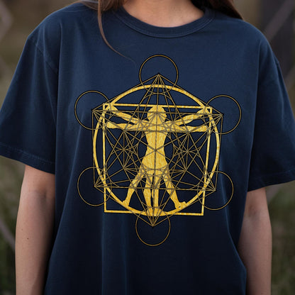 Vitruvian Man Metatron's Cube Unisex T-Shirt