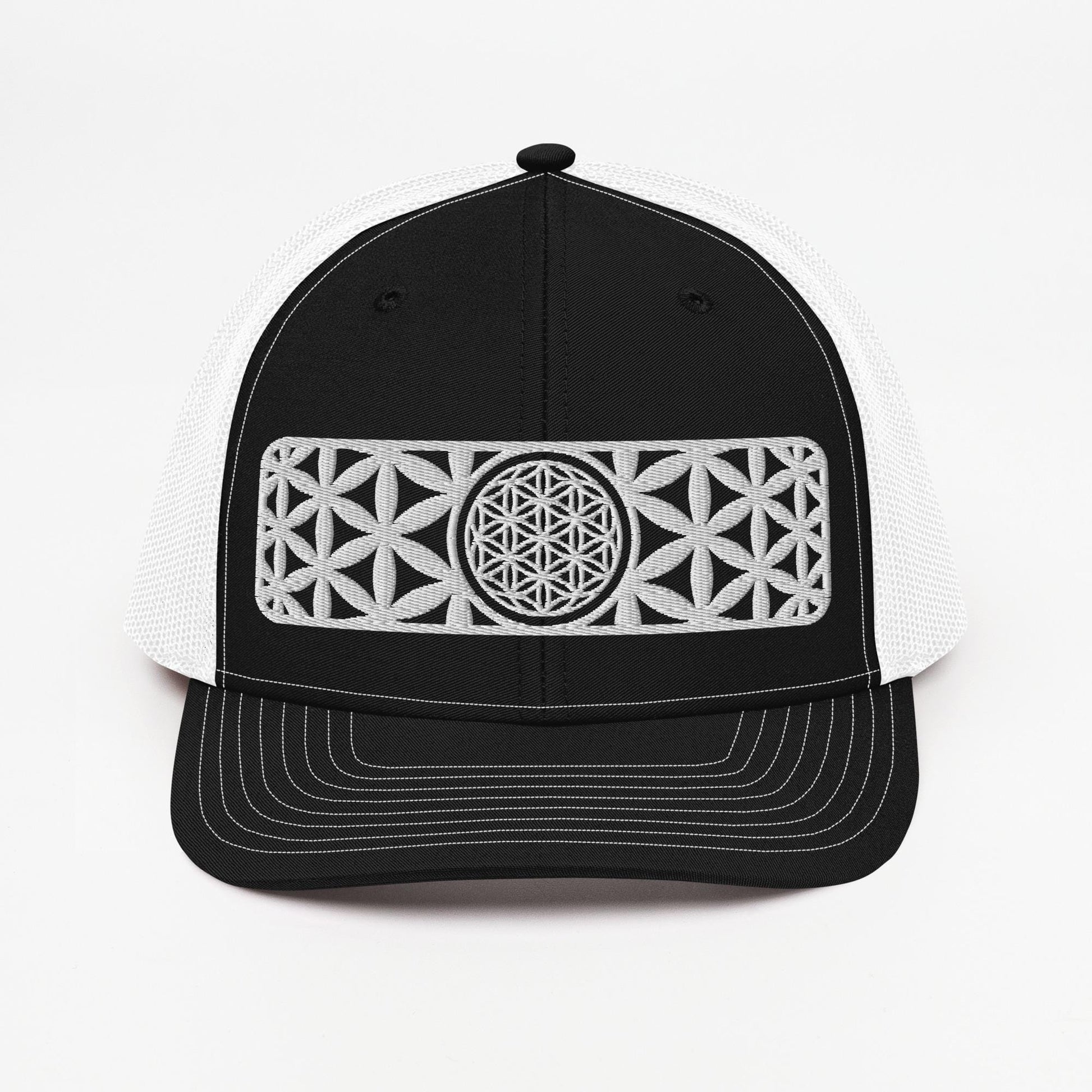 Sacred Geometry | Seed Of Life | Flower of Life Pattern | Festival Clothing | Spiritual Gift | Psychedelic Hat | Embroidered Trucker Cap