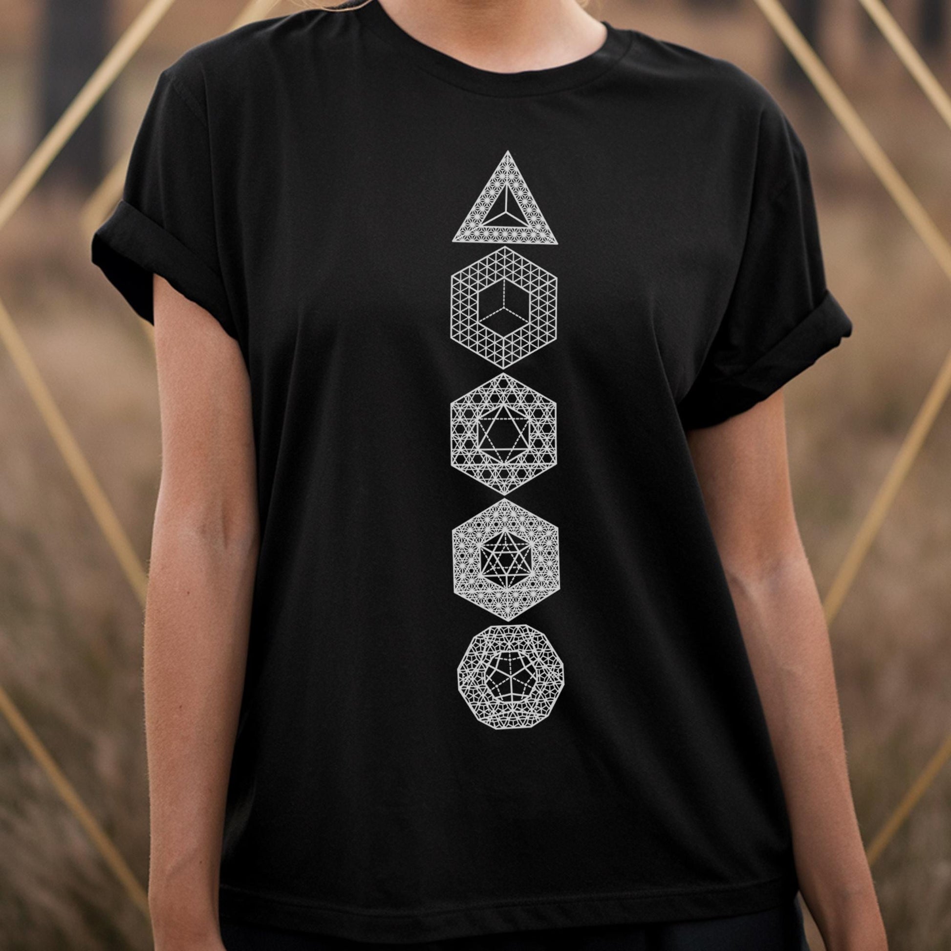 Intricate Sacred Geometry Platonic Solids Unisex T-Shirt