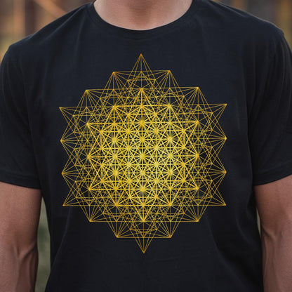 64 Tetrahedron Grid Gold Geometry Unisex T-Shirt