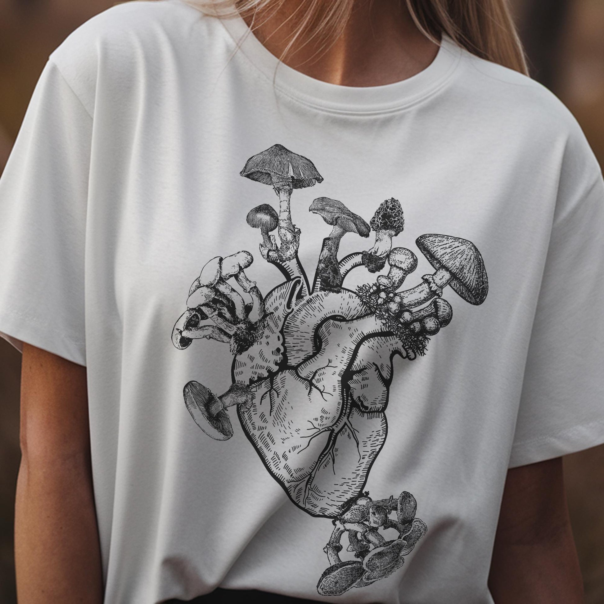 Mushroom Heart Mycology Foraging Unisex T-Shirt