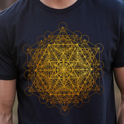 Gold Metatron's Cube Vector Equilibrium Unisex T-Shirt