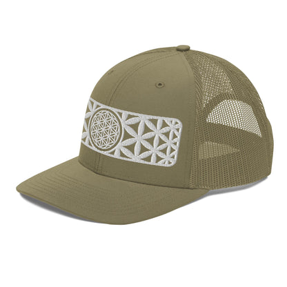 Sacred Geometry | Seed Of Life | Flower of Life Pattern | Festival Clothing | Spiritual Gift | Psychedelic Hat | Embroidered Trucker Cap