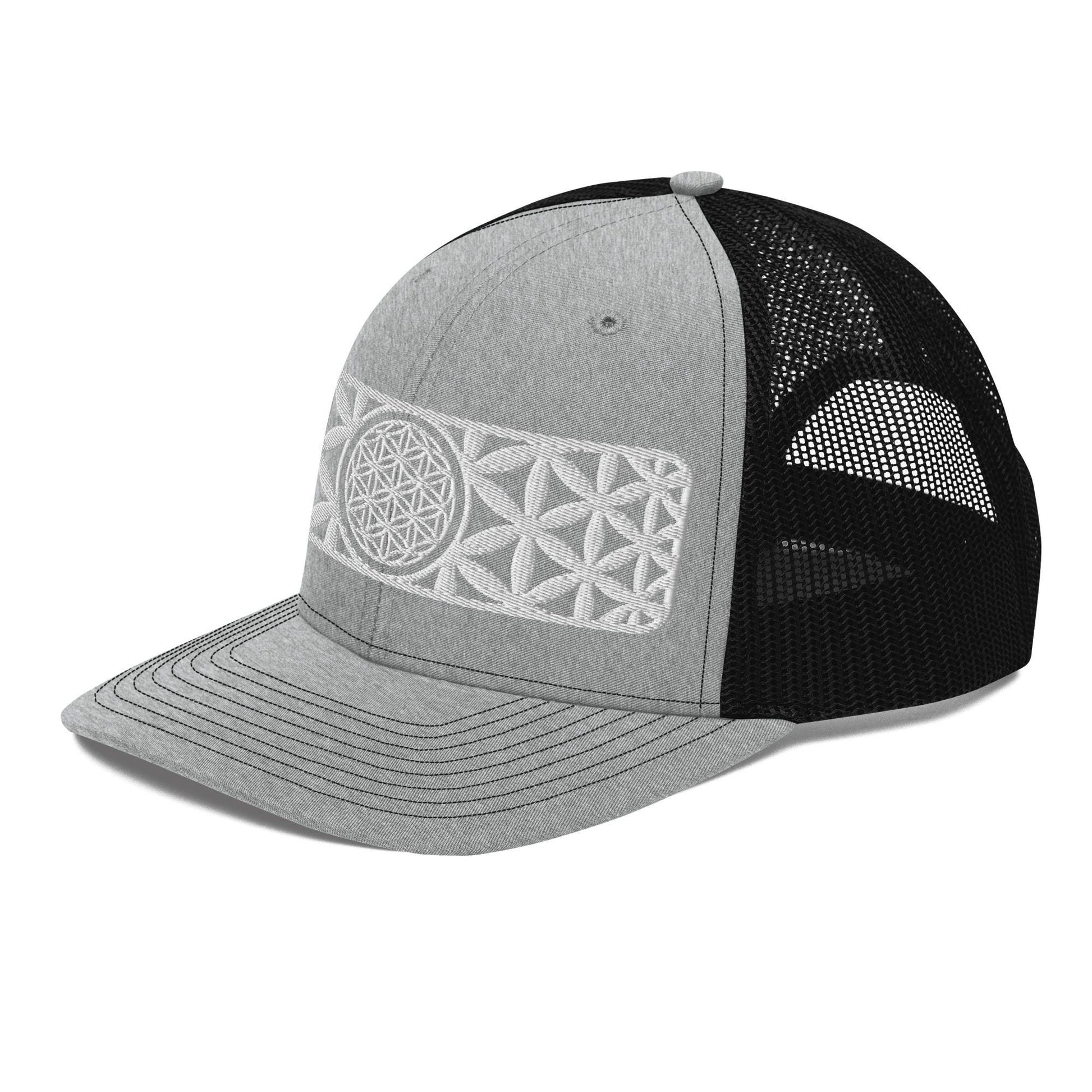 Sacred Geometry | Seed Of Life | Flower of Life Pattern | Festival Clothing | Spiritual Gift | Psychedelic Hat | Embroidered Trucker Cap