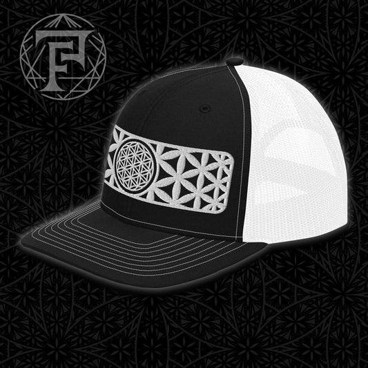 Sacred Geometry | Flower Of Life | Seed of Life Pattern | Festival Clothing | Spiritual Gift | Psychedelic Hat | Embroidered Trucker Cap