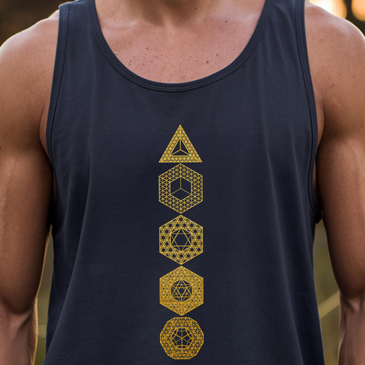 Platonic Solids Sacred Geometry Gold Unisex Tank