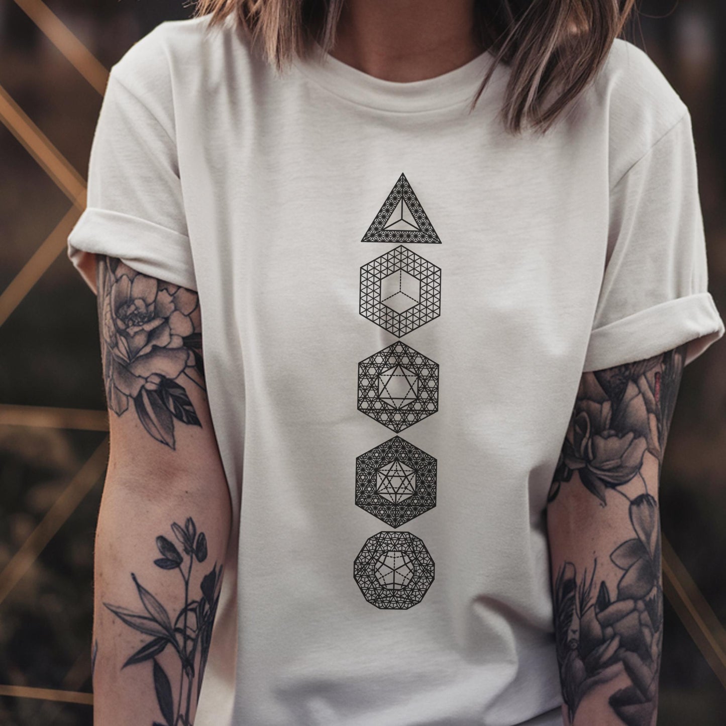 Intricate Sacred Geometry Platonic Solids Unisex T-Shirt