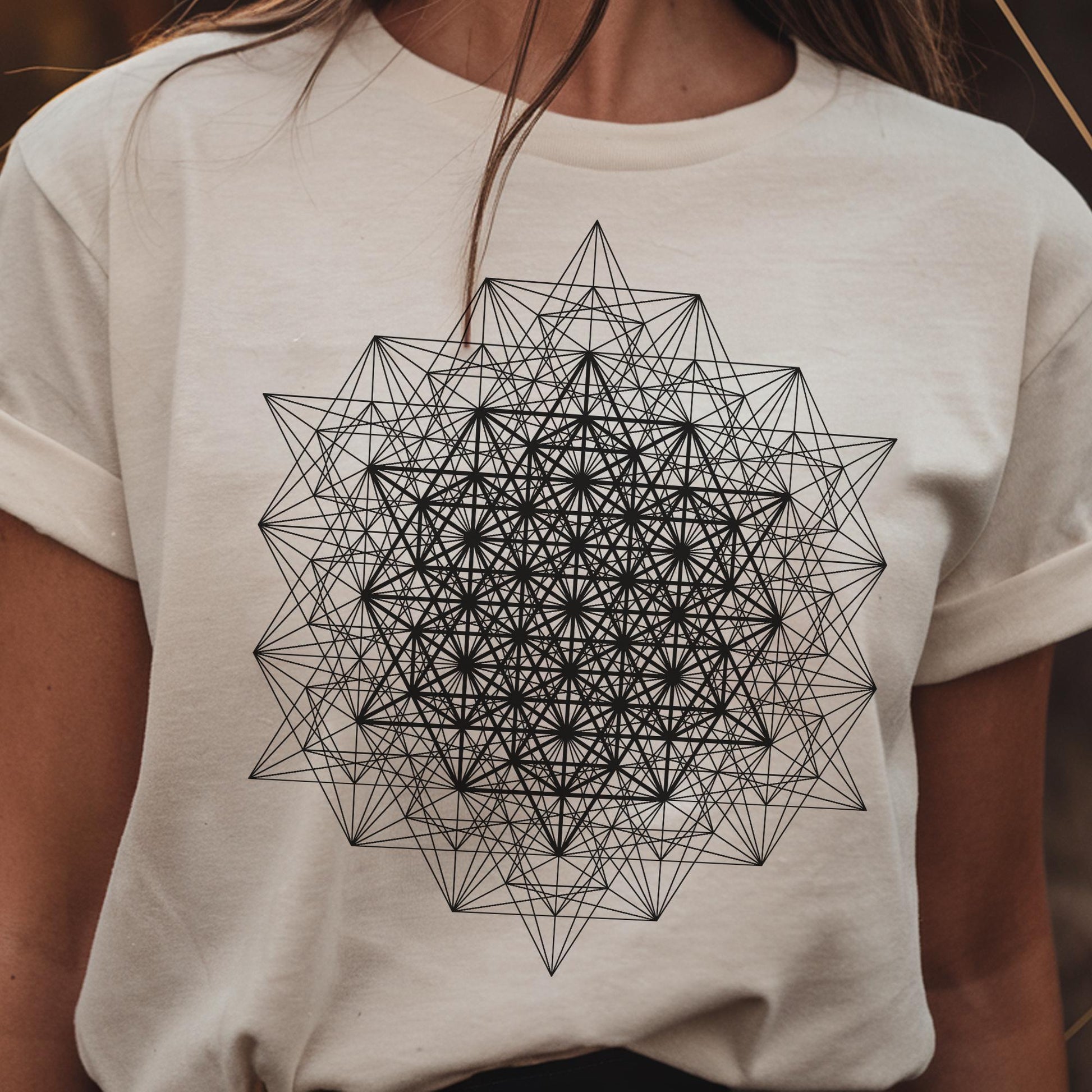 64 Tetrahedron Grid Gold Geometry Unisex T-Shirt