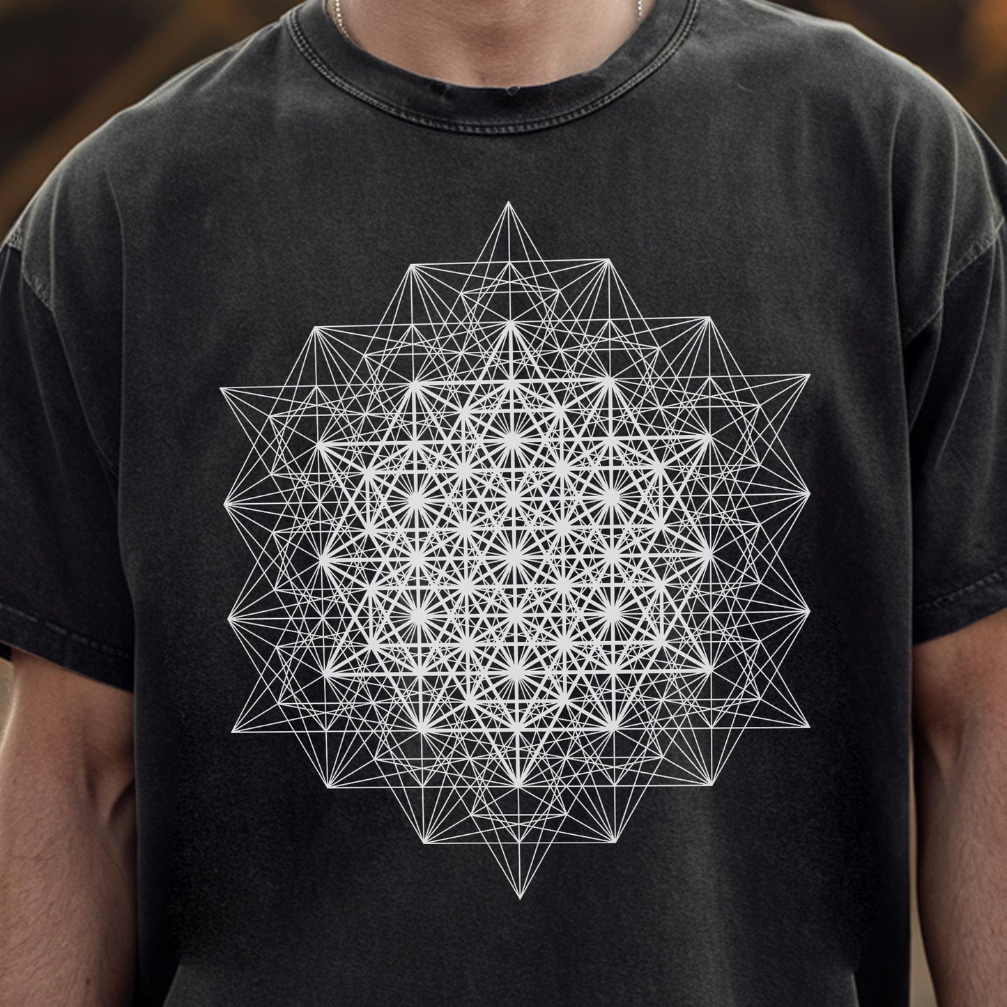 64 Tetrahedron Grid Gold Geometry Unisex T-Shirt