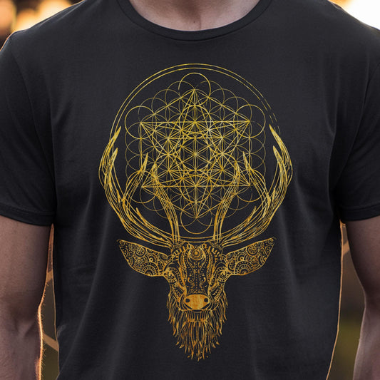 Ornate Deer Metatron's Cube Unisex T-Shirt