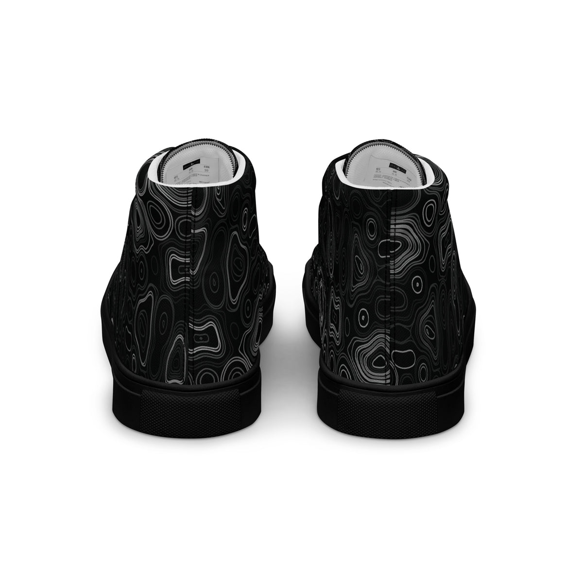 Psychedelic High Top Shoes, Surreal Waveform Face Pattern, Trippy Festival Sneakers