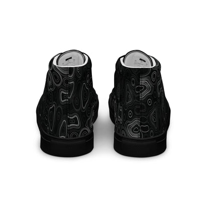 Psychedelic High Top Shoes, Surreal Waveform Face Pattern, Trippy Festival Sneakers