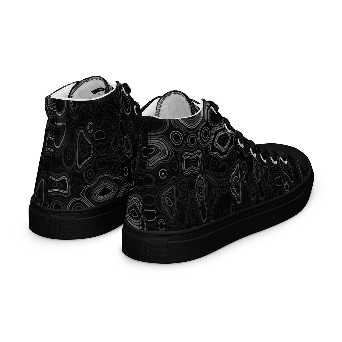 Psychedelic High Top Shoes, Surreal Waveform Face Pattern, Trippy Festival Sneakers
