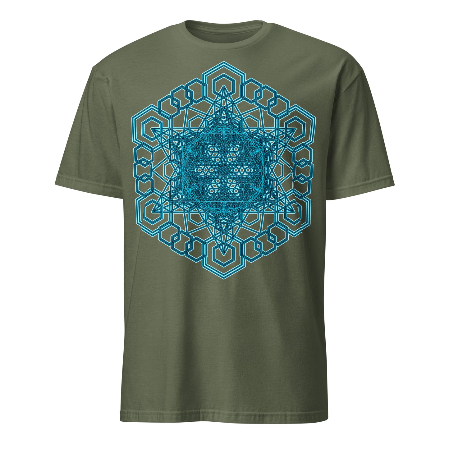 Sacred Geometry T-Shirt, Blue Geometric Mandala Shirt, Visionary Pattern Graphic Tee