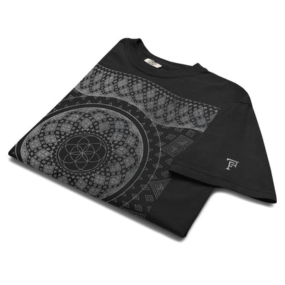 Silver Geometry Flower & Seed of Life Heavyweight Comfort T-Shirt