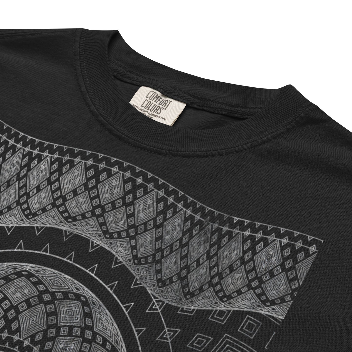 Silver Geometry Flower & Seed of Life Heavyweight Comfort T-Shirt
