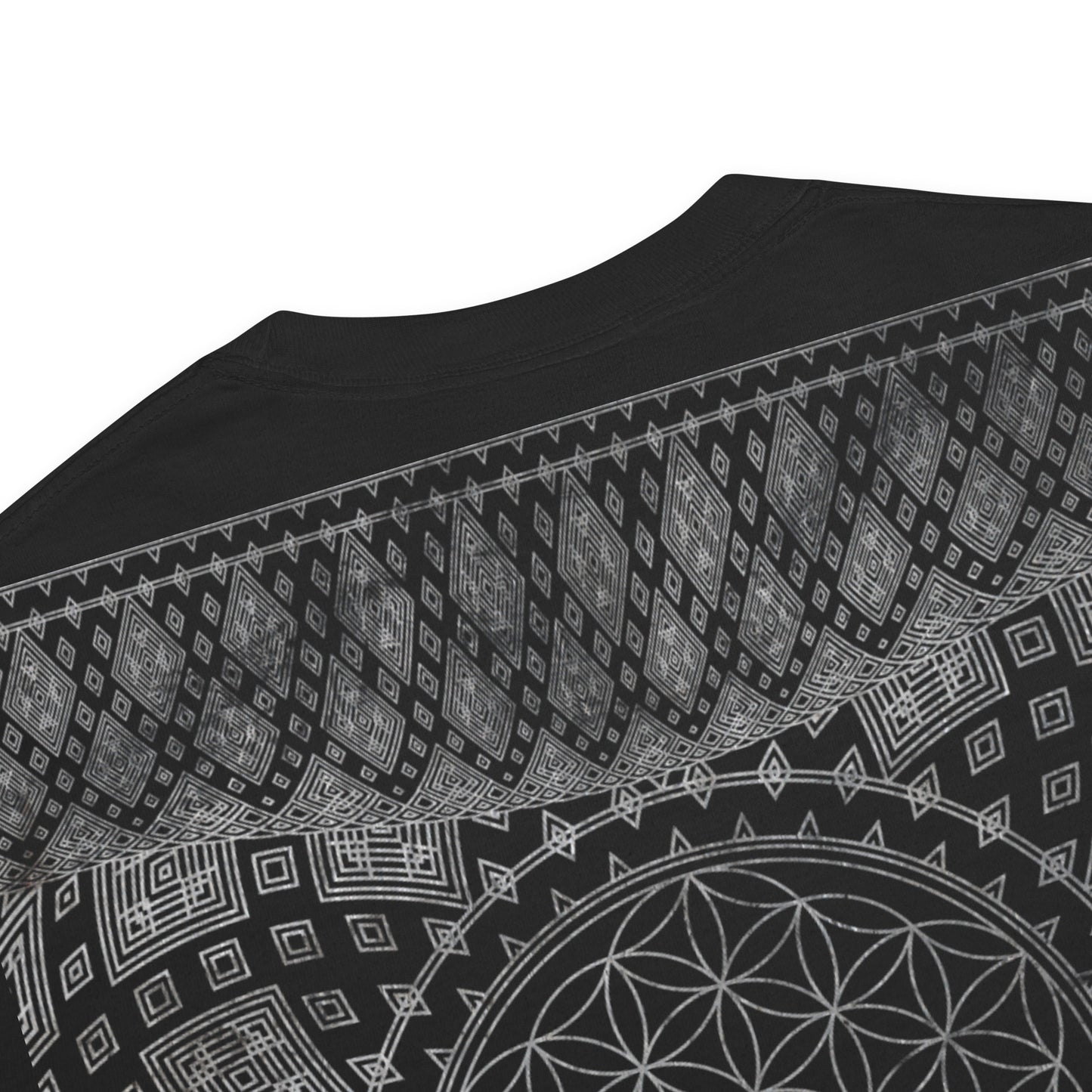 Silver Geometry Flower & Seed of Life Heavyweight Comfort T-Shirt