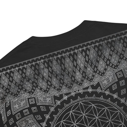 Silver Geometry Flower & Seed of Life Heavyweight Comfort T-Shirt