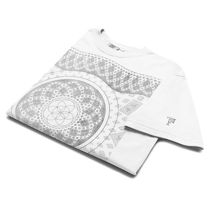 Silver Geometry Flower & Seed of Life Heavyweight Comfort T-Shirt