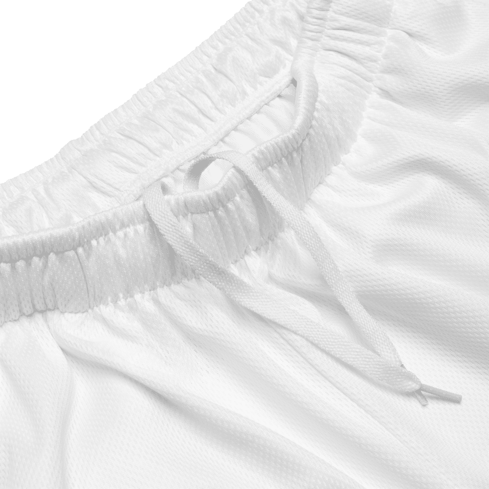 Mesh-short construction: Waistband & drawcord