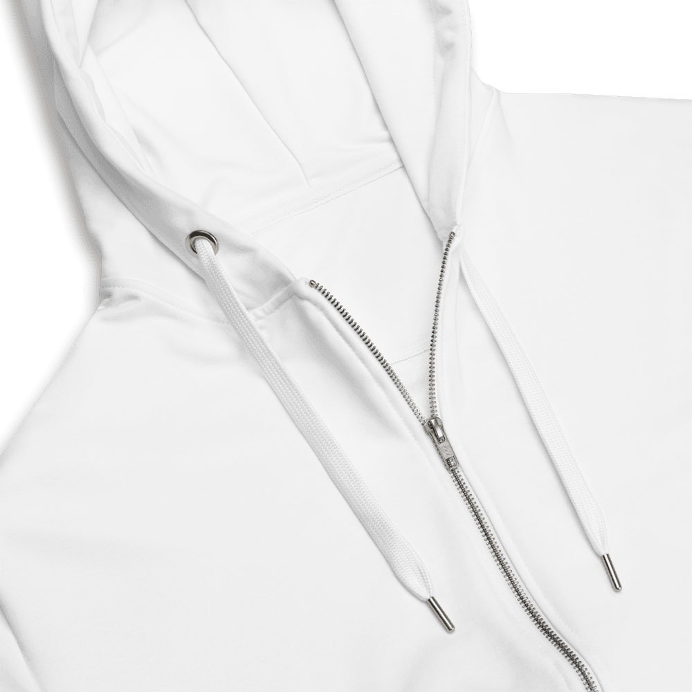 Zip-hoodie construction: Zip, hood & drawstrings