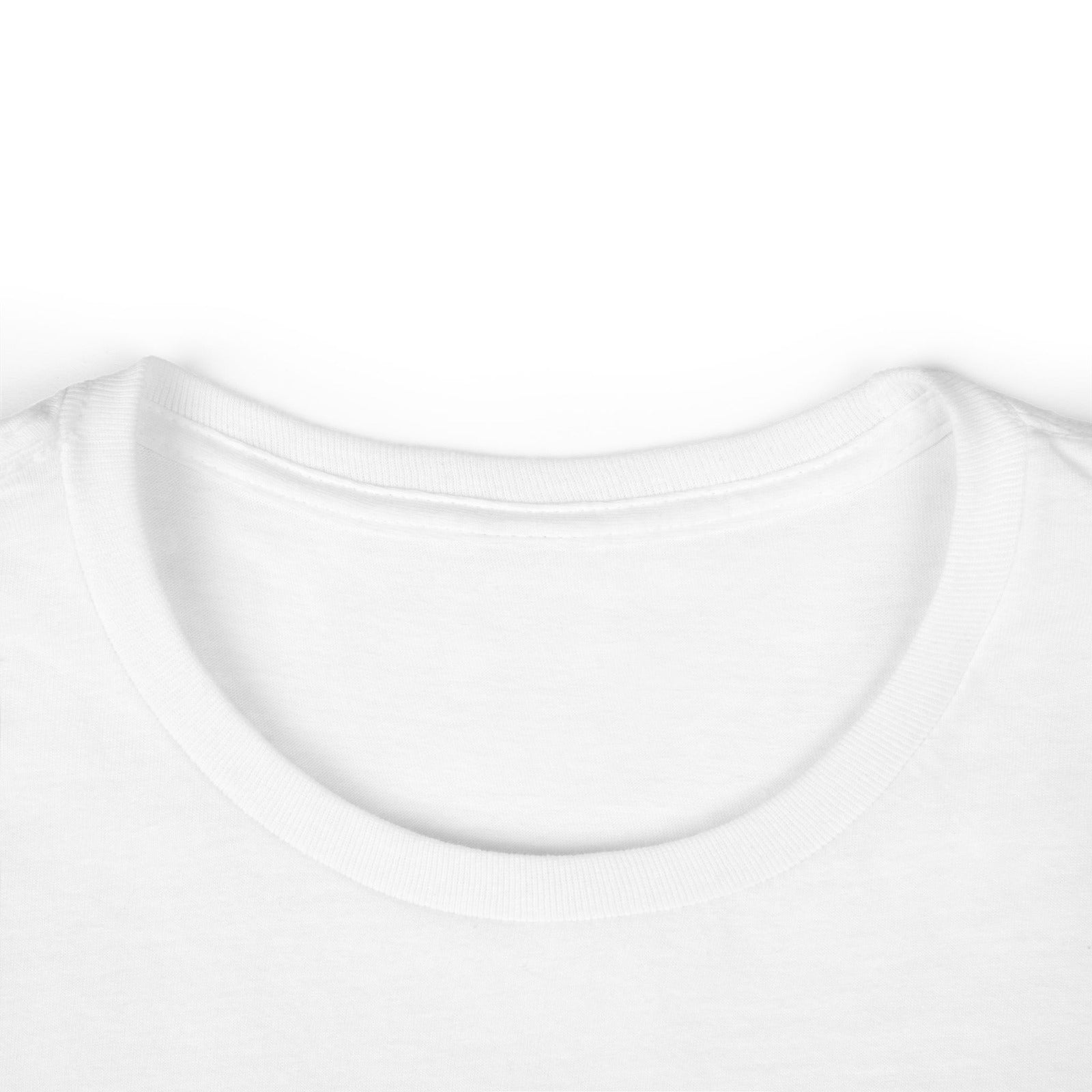 Gildan 64000L neckline & stitching on a white, unprinted garment
